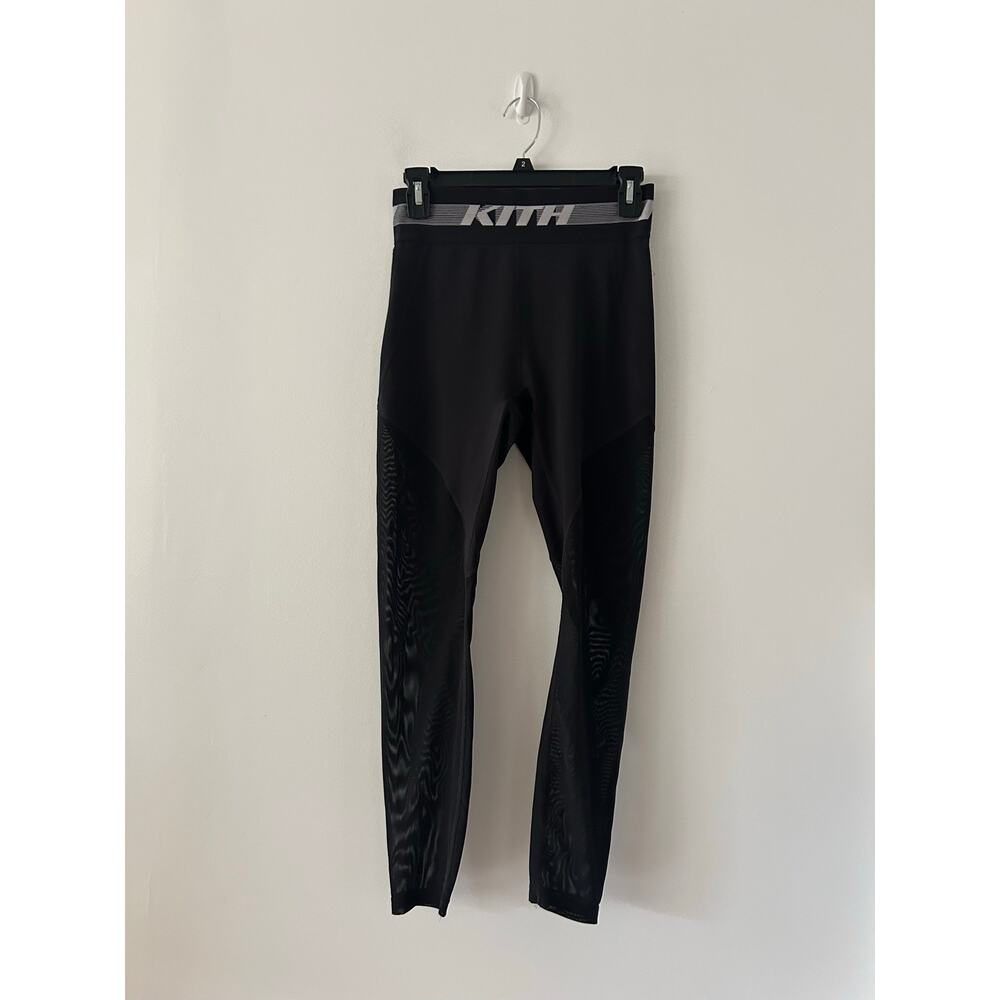 Kith Sport Mesh Cool Black Logo Band Athleisure Workout Leggings Size S - Picture 4 of 7